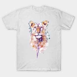 Lady Lowin von Aquarell - Watercolor Lioness Portrait T-Shirt